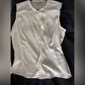 Tahari Elegant White Sleeveless Blouse